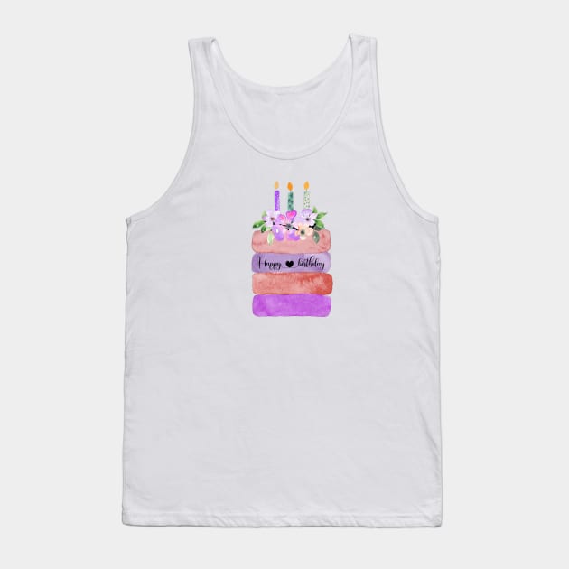 Happy Birthday purple Cake Tank Top by Anines Atelier